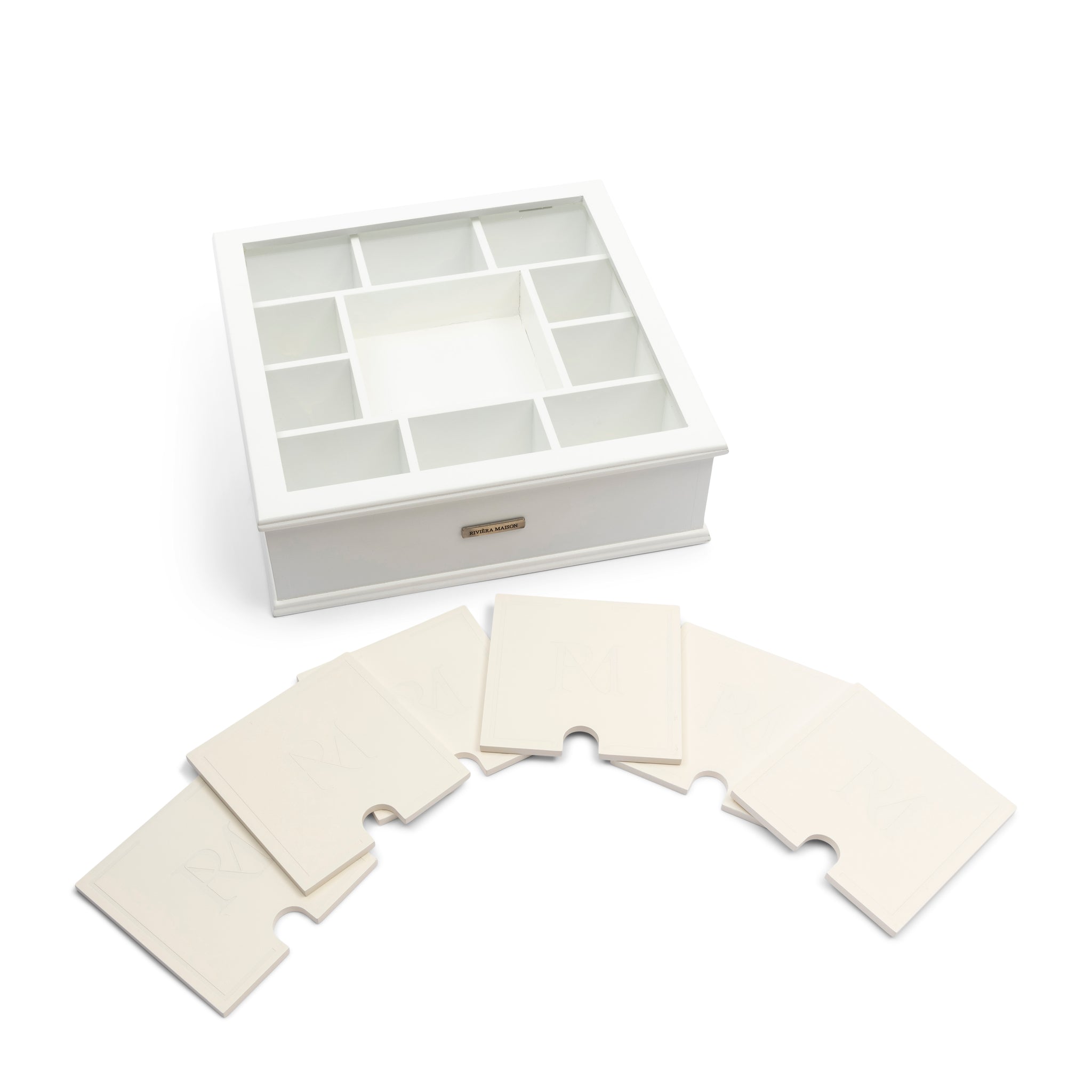 Riviera Maison – Tea Box with monogram coasters 6 pcs