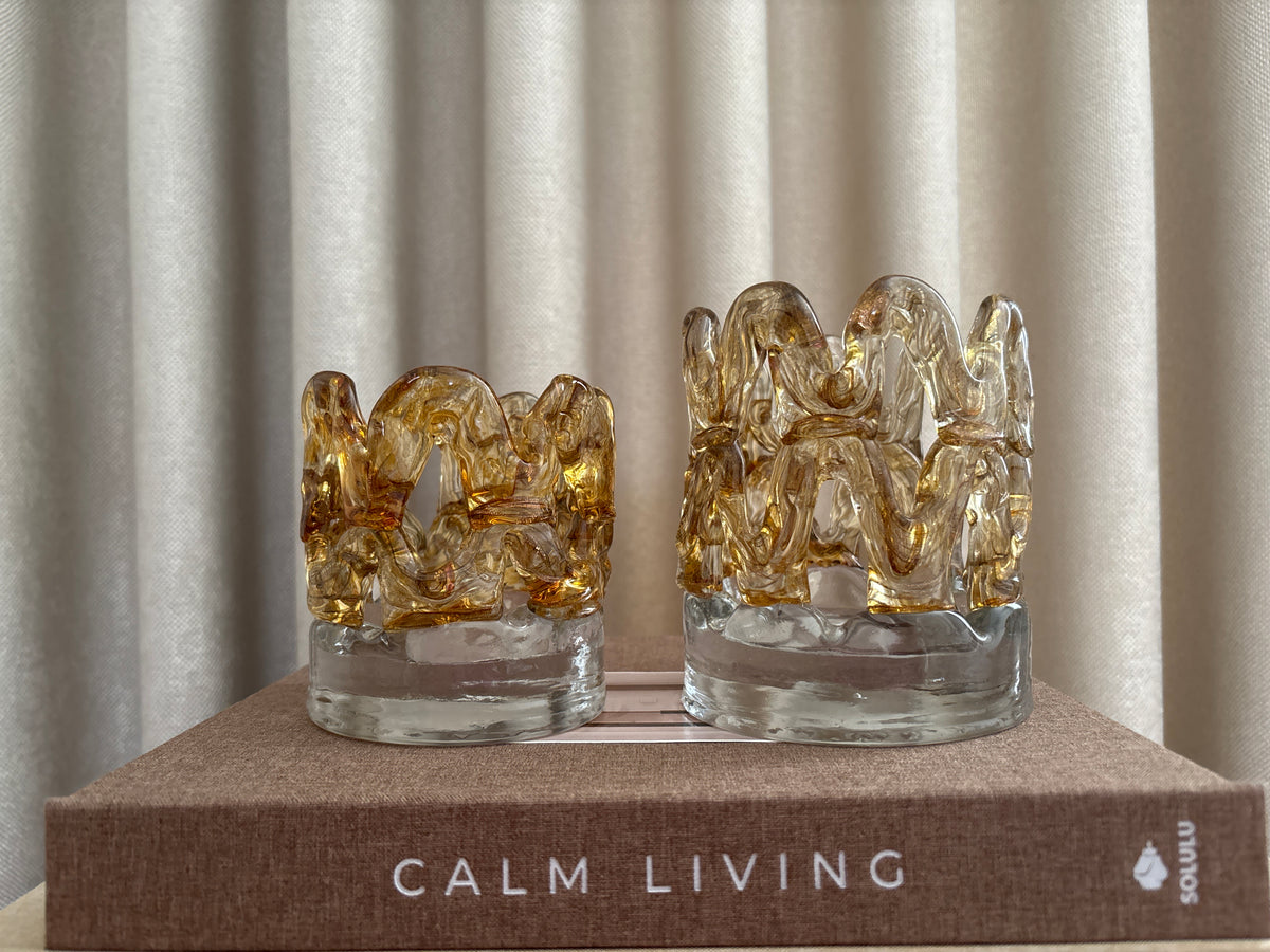 Luxe windlichten glas set van twee